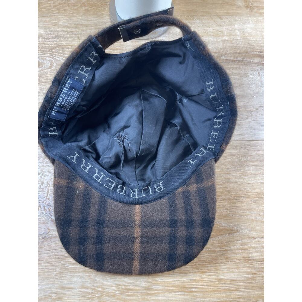 Y2K Burberry London 100% Cashmere Plaid Baseball Hat Cap - Picture 7 of 8